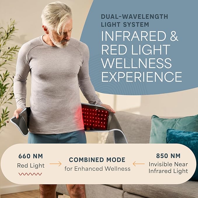 Lifepro Red Light Therapy Belt – Infrared Red Light Therapy for Body, Back Pain and Shoulder - 660nm & 850nm Near Infrared Heating Pad – Adjustable & Portable for Wellness & Relaxation