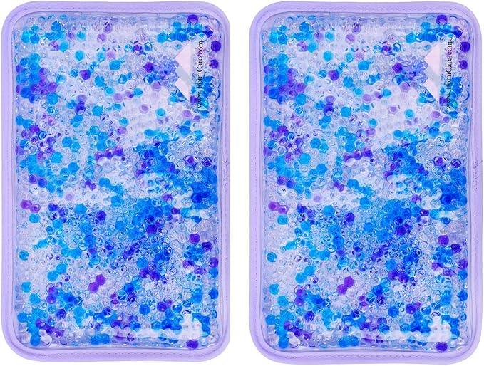 Hot and Cold Gel Bead Ice Pack (2-Pack) by FOMI Care | Lavender Scented | Reusable Cold Wrap, Cold Compress & Heating Pad | Freezable, Microwavable | Fabric Backing (7.5” x 4.5”)