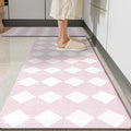 Pink Moroccan Trellis Checkered Kitchen Rug Sets [2 PCs], Anti-Fatigue, Waterproof Non-Slip Kitchen Mats Heavy Duty Ergonomic Comfort Foam Rug for Floor, Home, Laundry,17"x29"+17"x47"