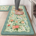KIMODE Kitchen Mats for Floor Cushioned Anti Fatigue, Green Floral Kitchen Rugs Sets of 2, Boho Rugs for Kitchen Floor, Comfort Kitchen Floor Mats, Standing Desk Mat for Sink Laundry 20"x47"+20"x32"