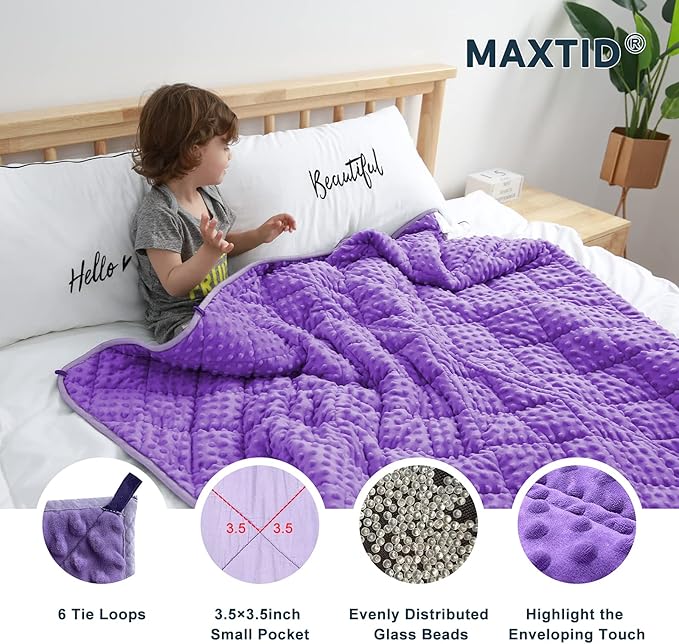 MAXTID Kids Weighted Blanket 3lbs 36"x48" Violet Heavy Blanket Purple Child Comfort Sensory Blankets for Girls & Boys