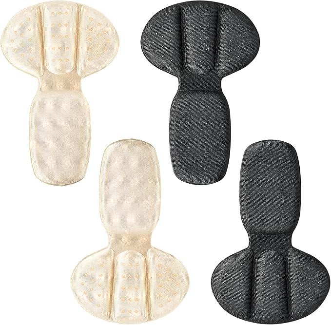 Back of Heel Cushion Pads, 4Pcs Mesh Adhesive Heel Grips Inserts for Boots, Loose Shoes Too Big, Reusable Heel Guards Liners for Women Men, Anti Blister Shoe Liners Heel Protectors