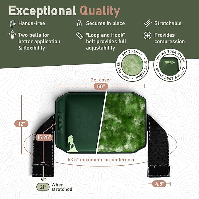 Large Ice Packs for Injuries Reusable Wrap with Straps - Soft Gel Hot and Cold Packs for Injuries, Hip, Shoulder, Back Pain Relief - 12" x 15" - Green
