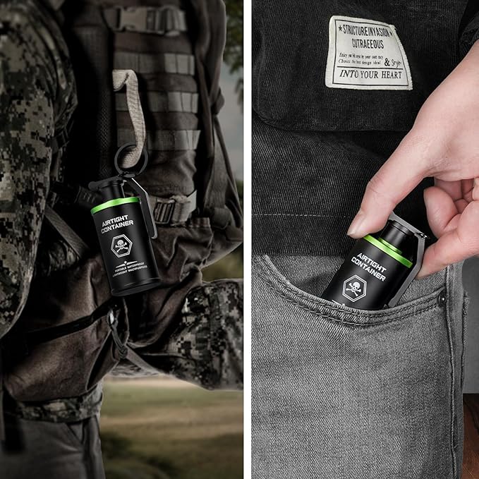 Tactical Pill Case, Durable Aluminum Small Pill Holder with Keychain, Airtight & Waterproof Vitamin Container for EDC, Travel, Outdoor - Green