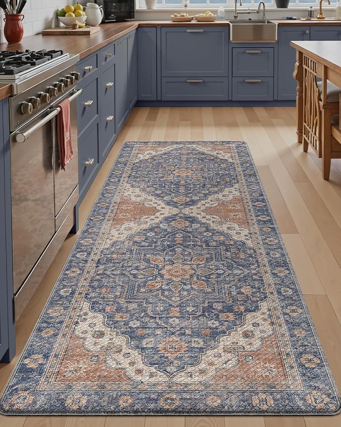 LUMI Anti Fatigue Kitchen Mat, Waterproof & Stain-Resistant Cushioned Standing Mat, Non-Slip Comfort Rug for Kitchen, Sink, Laundry, Home Office, 24" x 59", Indigo