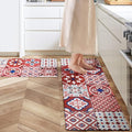 Ashler Kitchen Mats Anti-Fatigue Kitchen Rugs, Non-Slip Waterproof Kitchen Floor Mats, 2PCS Ergonomic Comfort Foam Standing Rug for Kitchen, Office, Floor, Laundry, Sink, 17x47 in & 17x29 in, Red