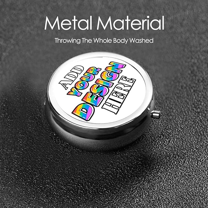 Custom Medicine Pill Organizer, Medicine Pill Box Case Container Travel Pill Holder Vitamin for Purse Med Wallet Portable Mini Pastillero Round, White, Personalized Gifts