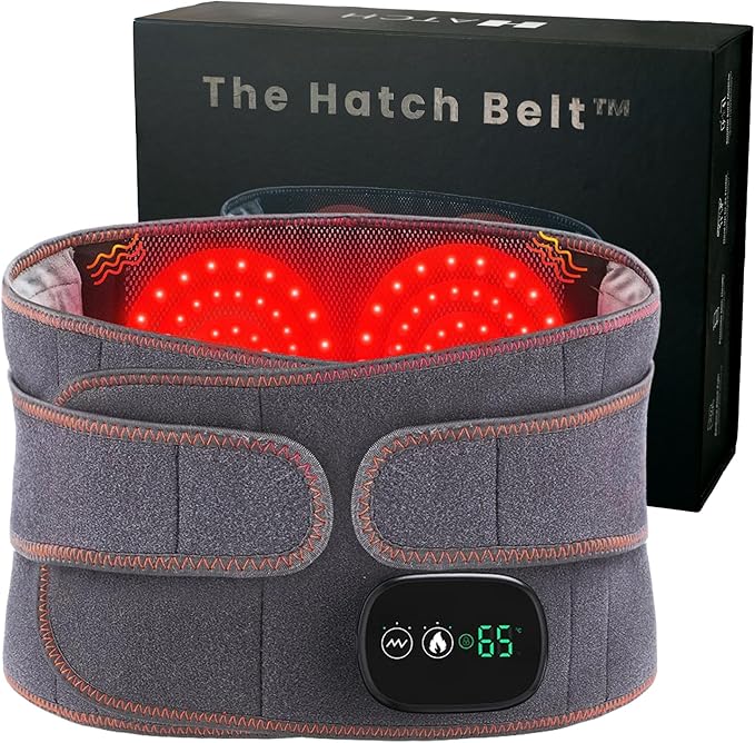 Hatch Belt™ Triple Therapy Red Light Belt – Portable Heating Pad & Deep Tissue Back Massager with Heat, Infrared Light & Vibration – Wearable Lumbar Brace for Lower Back Support