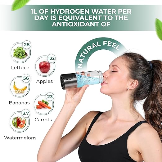 2025 Hydrogen Water Bottle Generator, Portable Hydrogen Water Generator with SPE/PEM Technology, 1500PPB Hydrogen & Oxygen Content, 420ml Hydrogen Water Ionizer Machine for Home Office & Travel