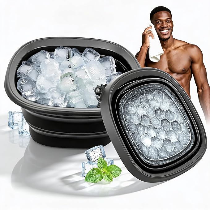 Face Bowl for Ice - Ice Face Plunge Bowl Collapsible, Silicone Facial Tub for Cold Water Therapy, Large Portable Ice Bath Basin for Skin Tightening, Puffiness Relief, Dunking and Rejuvenation, Unisex
