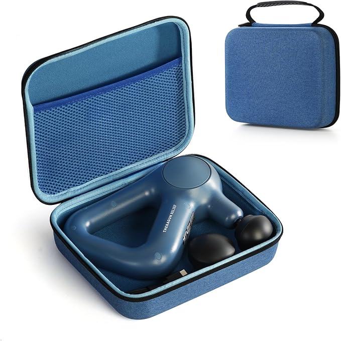 Massage Gun Hard Case Compatible with TheraGun Relief Handheld Percussion Massage Gun, Portable Travel Case Storage Carrying Bag with Mesh Pocket for Cables and Other Accessories Blue(Case Only)