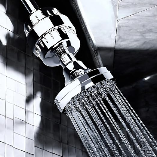 Shower Head Filter for Hard Water -15 Stage High Output Water Filter with 2 Replacement Cartridges, Removes Chlorine & Fluoride for Healthier Skin and Hair. (Brushed Nickel)