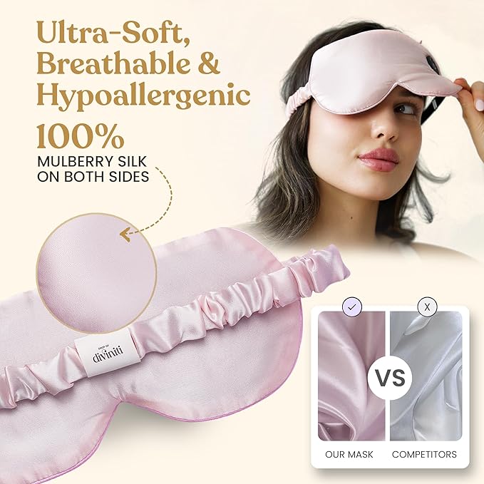 Silk Cordless Heated Eye Mask for Dry Eyes - Heating Warm Electric Mask Hot Moist Compress Heating Pad, Blepharitis, Chalazion, Stye - USB Rechargeable Sleep Mask - Pink