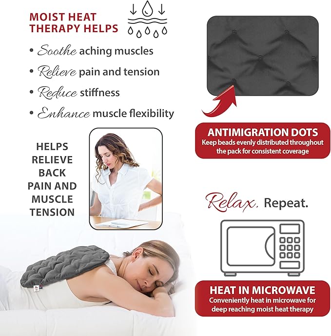 Core Products MicroBeads Moist Heat Therapy Microwave Pack 11" X 14" | Reusable Moist Heat Pad for Back, Shoulders, or Legs