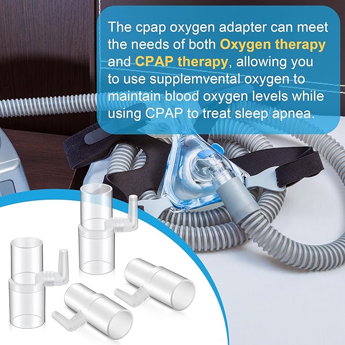 4 Pack Oxygen Enrichment Adapter, Oxygen Adapter Enrichment Port Connector fits CPAP Tubing Hose, Medical Grade Universal CPAP Tube Connector Compatible with Heated and Non Heated Tube