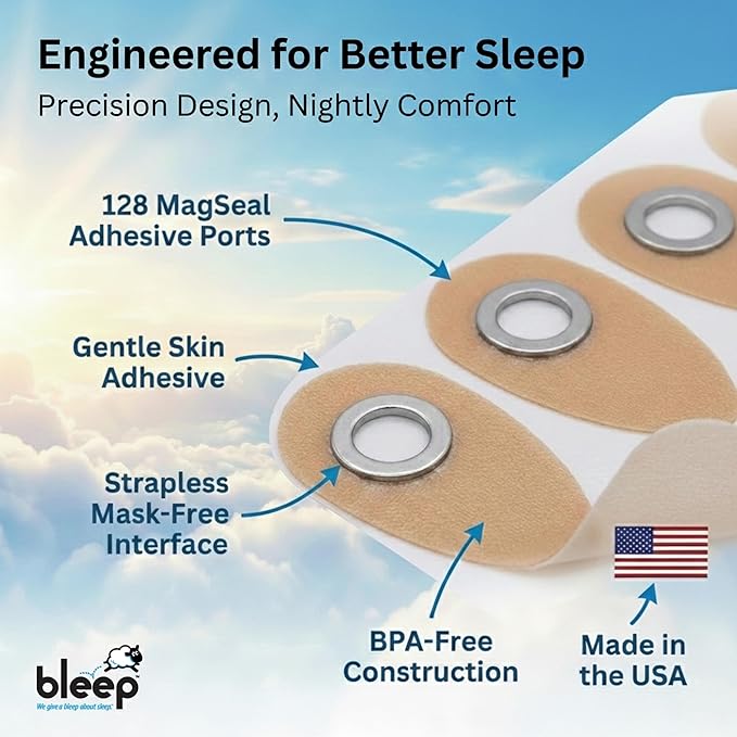Bleep Eclipse Halos C Pap Mask-Free Interface, Strapless Sleep Apnea CPAP Nose Mask with 128 MagSeal Ports, Leak-Free Adhesive, BPA-Free, Supplies & Accessories, 32 Count, USA-Made (Pack of 4)