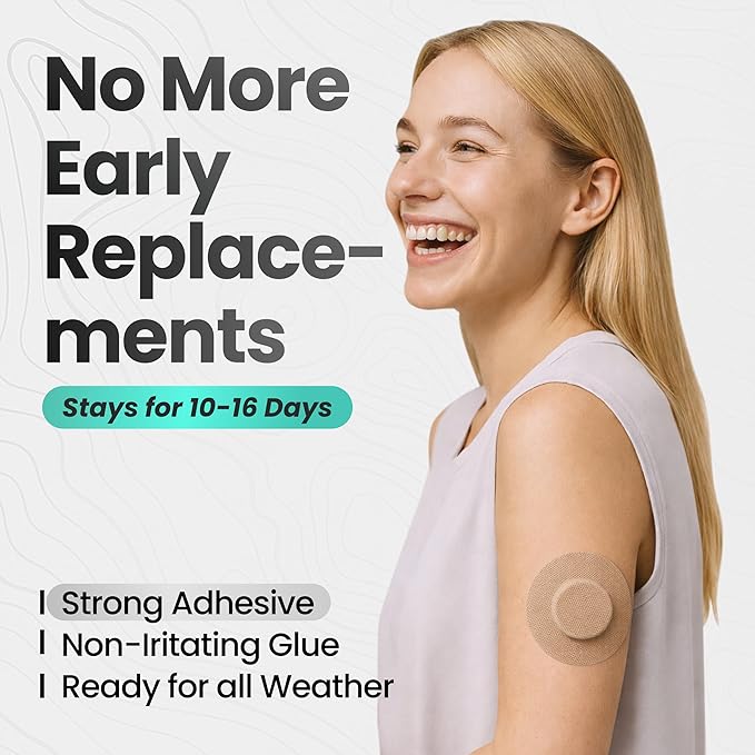 Adhesive Patches for Dexcom G7 & Stelo CGM that Stay for 10-15 Days - Sweatproof & Waterproof Over Patches - Overpatches for Continuous Glucose Monitor Sensor Protection, Tan - 40 Patches