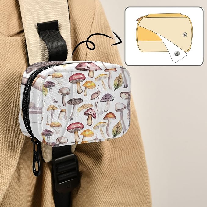 Travel Pill Case Mushrooms Pattern Weekly Small Pill Box 7 Day Pill Box Pill Organizer Bag