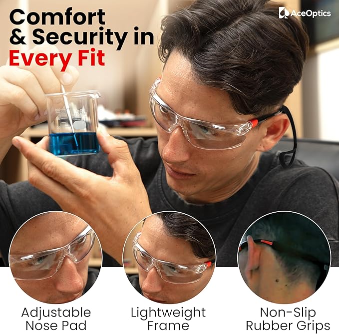 Safety Glasses – ANSI Z87 Certified, 5X Anti-Fog ClearShield™ Lenses with Premium Hard Case & Accessory Bundle