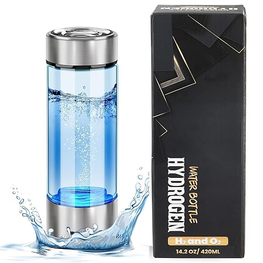 Hydrogen Water Bottle Generator – 3Min Rapid Hydrogenation 1680 PPB, SPE PEM Technology – 420ml Capacity – Portable Rechargeable Ionizer Machine – Health Care Gift for Travel, Sports, Home, Office