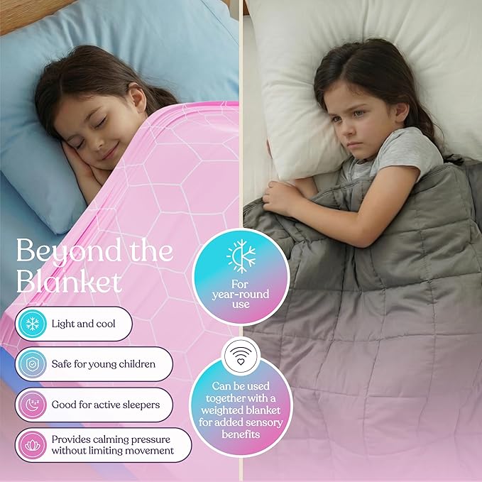 Deep Pressure Sensory Bed Sheet – Queen Sensory Compression Sheet Breathable Sleep Pod Blanket for Better Sleep Support – Calming Compression Blankets for Kids and Adults Pink Teal Lavender