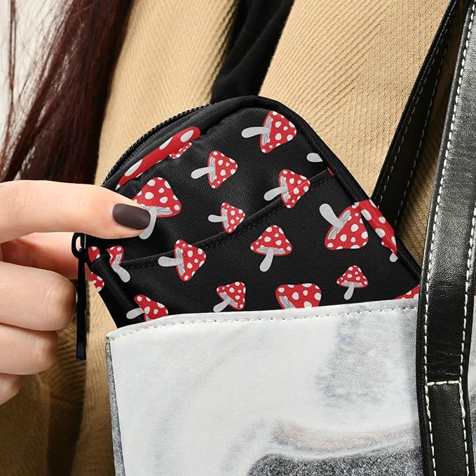 Pill Box Mushroom Cartoon 7 Day Pill Case Travel Pill Organizer Bag with Zipper Portable Weekly Vitamin Medicine Supplement Holder Pouch Bag