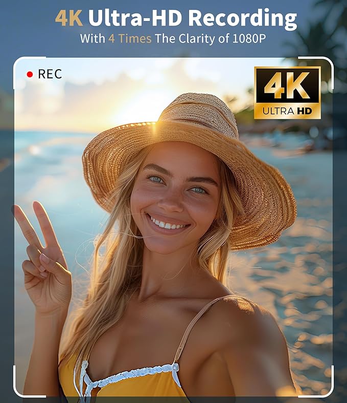 Native 4K Digital Camera Real 21MP CMOS 64MP Images| 3" Flip Screen Vlogging Camera with Built-in Microphone | 16 Retro Filters | Macro & Wide-Angle Lens Support | 32GB&OTG Included