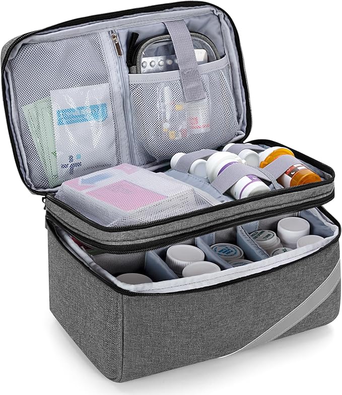 Trunab Medicine Storage and Organizer Bag Empty, Pill Bottle Organizer with Portable Small Pouch, Home First Aid Box for Emergency Medication, Supplements or Medical Kits (Bag Only)(Patent Design)