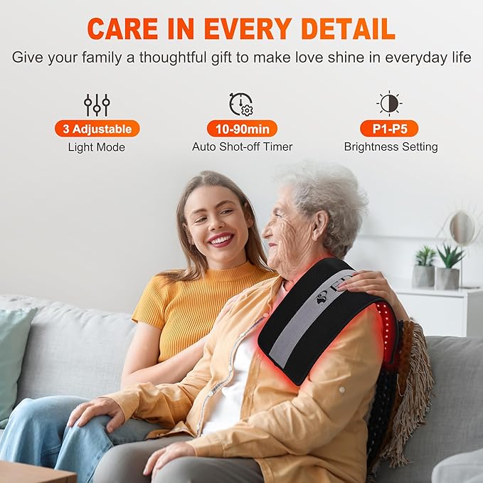 Red Light Therapy for Body, 24’’ x 12’’Large Infrared Light Therapy Pad with Timer Remote Control, 660nm 850nm Home Light Therapy for Knee Shoulder Back Muscle Joint (with Elastic Strap)