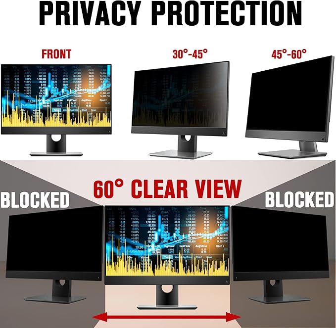 ZYY 28 Inch(diagonal) Computer Privacy Screen Filter (24 1/2 × 13 1/2) With Anti Glare,Blocks 96% UV,Anti Scratch Privacy Screen Protector Film 16:9 Aspect Ratio For Desktop Computer Monitor
