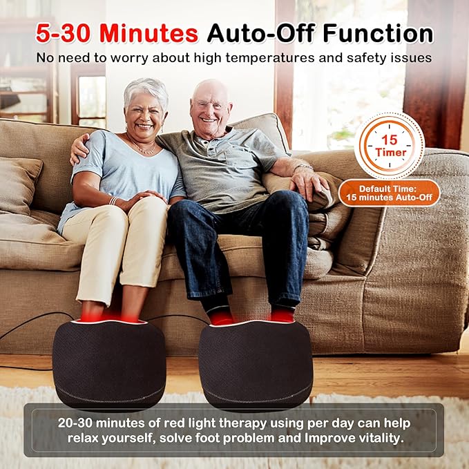 JOBYNA I.nfrared L.Ight and Red L.Ight for Feet & Ankle, Big Size 850nm in.frared L.Ight & 660nm Red L.Ight Device for Home Use, 3 Level Temperature & 5-30min Timer & Pulse Mode