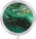 Pill Case, Cute Travel Pill Box for Purse, Moisture Proof Small Medicine Holder, Portable Pocket Medicine Organizer Dispenser to Hold Vitamins, Cod Liver Oil, Supplements, Green Ocean Marble