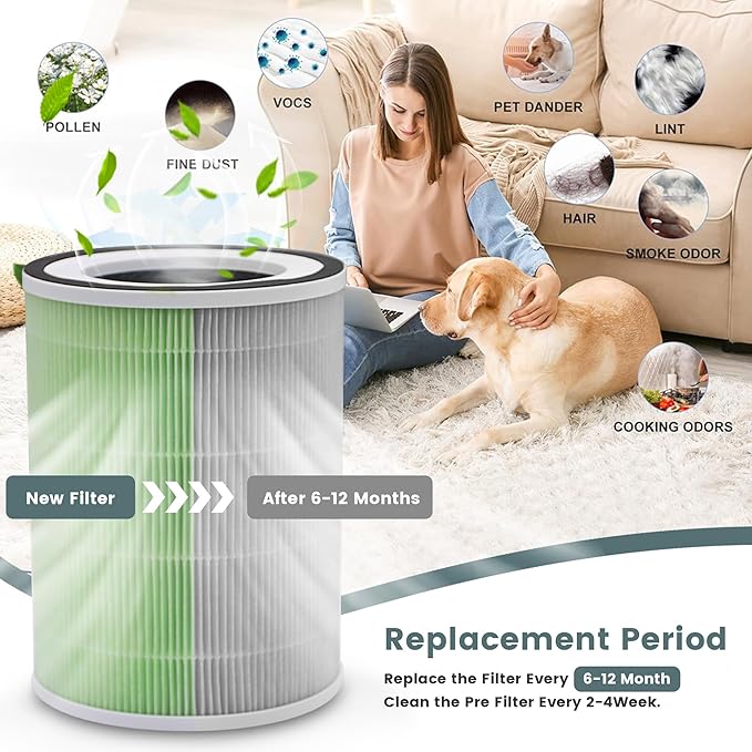 2 Pack H13 KILO Pet Replacement Filter for Afloia KILO, KILOPLUS, KILOPRO, MIRO, MIRO PRO and MORENTO MR-Kilo, 360° 4-Stage Filtration, True HEPA Kalo Air Purifier, Green