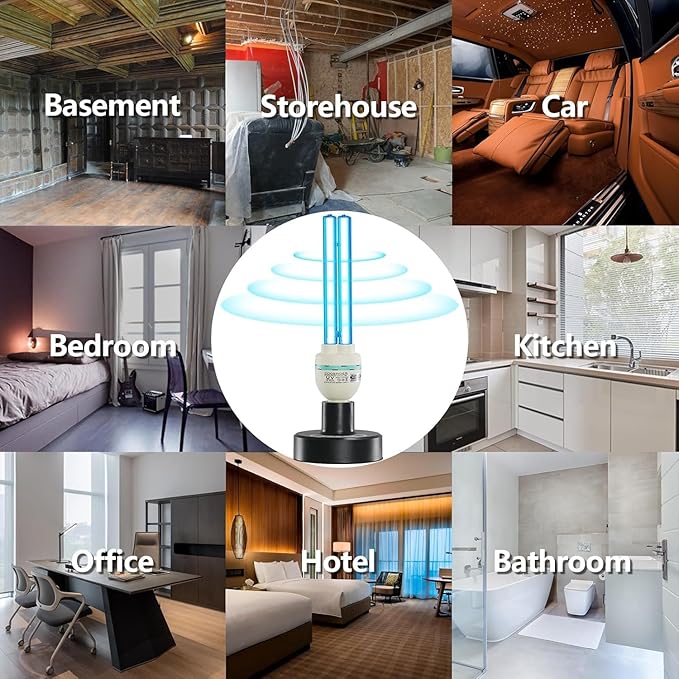 36Watts UV Sanitizer Lamp 2pack 72w with Remote Control Powerful Ozone UVC Light with E26 Base for Basement/Bedroom/Kitchen/Office/Storehouse/Car, 3-Gear Timer 110V