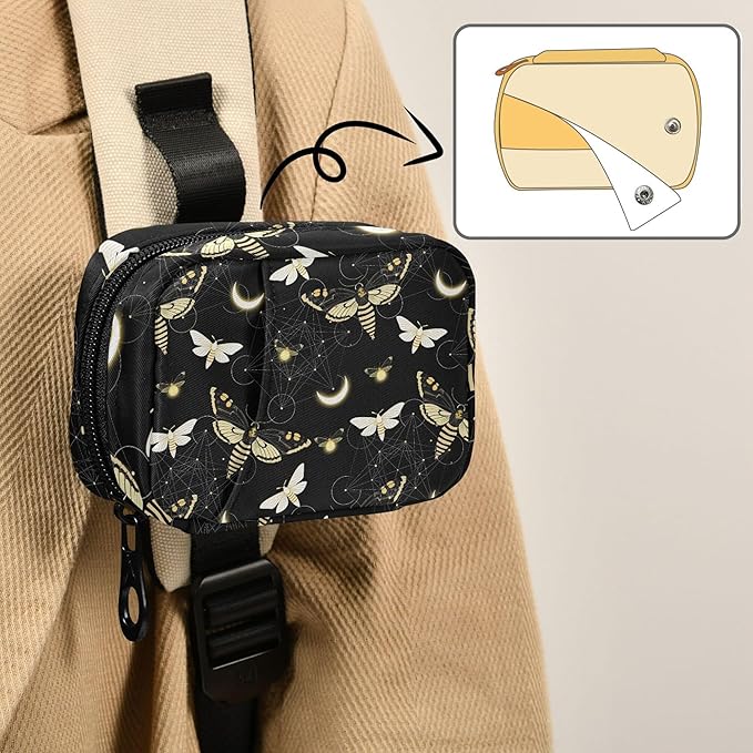 Travel Pill Organizer Bag Weekly Pill Organizer Case Death Moth Butterfly Portable Small Daily Pill Boxes for Vitamin Fish Oils Supplement Holder with Zipper Compact Size