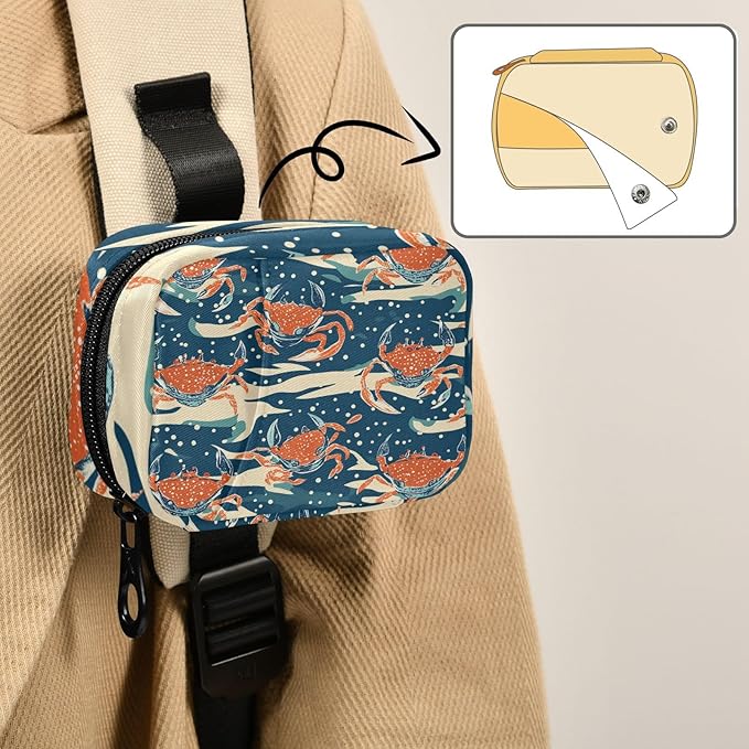 Travel Pill Case Nautical Crab Weekly Small Pill Box 7 Day Pill Box Pill Organizer Bag