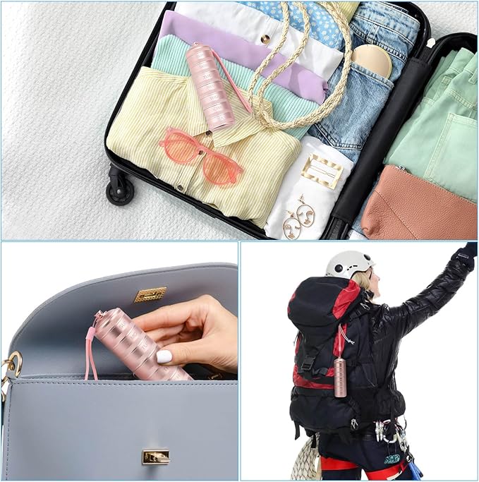 Metal Travel Pill Organizer - 7 Day Waterproof Metal Weekly Pill Box Daily Pill Case, Pill Container for Vitamin Medicine Supplements Fish Oil, Pink Medicine Pill Organizer