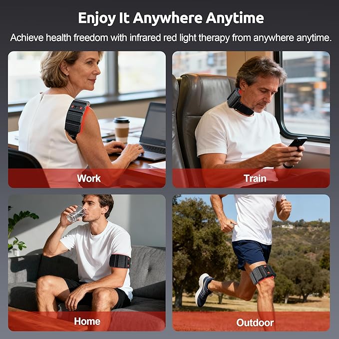 Red Light Therapy Belt, LED 660nm & 850nm Near Infrared Light for Muscle Recovery, Pain Relief, Wearable Wrap –Inflammation, Joint Health & Mobility - Portable & Hands-Free