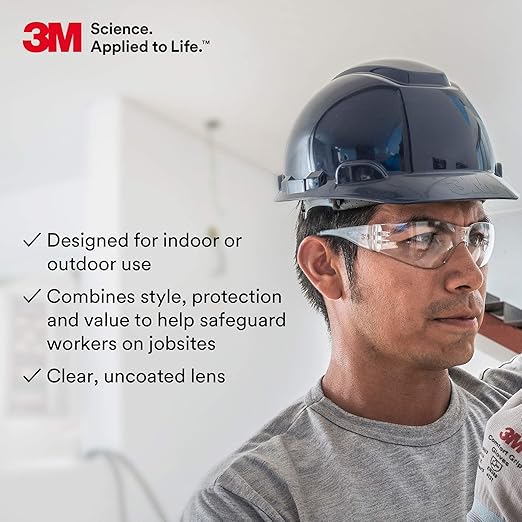 3M Safety Glasses, Virtua 11228, Pack of 100, ANSI Z87, Unisex, Clear Lens, Clear Frame, Economical Eye Protection, Lightweight, UVA, UVB, UVC