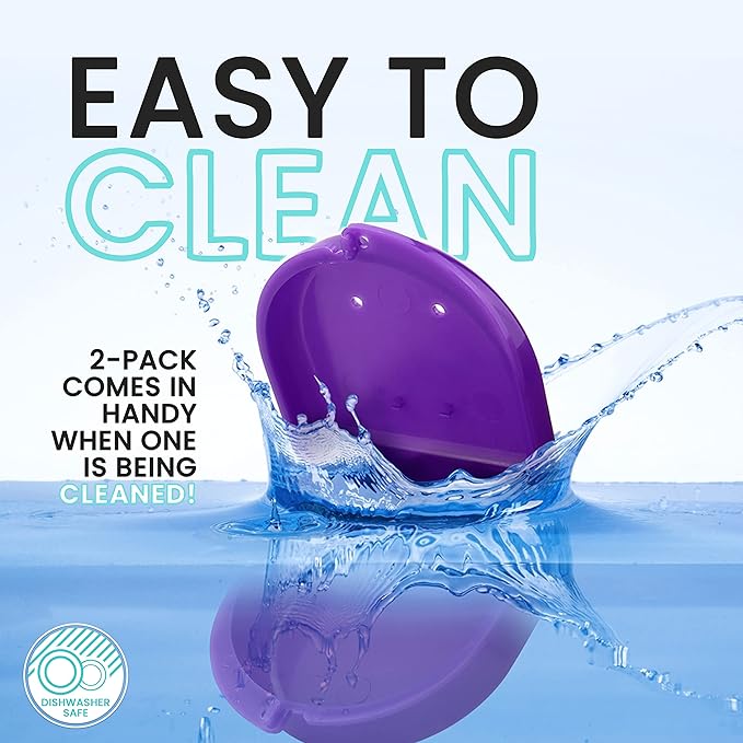 FRESH KNIGHT Retainer Case (2 Pack). Retainer Case with Vent Holes. Perfect for Denture, Mouth Guard, Aligner (Purple)
