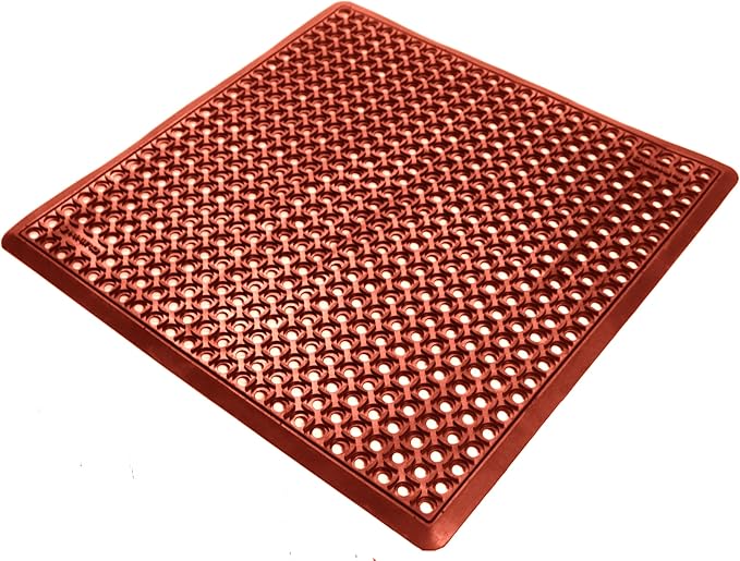 Rhino Mats, B-Series Anti-Fatigue Drain-Thru, Grease Proof, Non-Slip Drainage Floor Mat for Restaurant, Kitchen, Pool, Car Wash, Lab, Gyms, Workplace, Docks or Anywhere (Terra Cotta, 3' x 3' x 3/4")