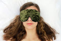 Handmade Weighted Sleep Eye Mask Yoga Pillow - Flax Seed Fill - Lavender Scented - Olive - TEMFL-OV