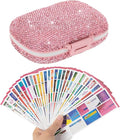 Pill Organizer with Labels Bling Pocket Pill Case with Stickers Travel Medicine Kit Holder Small Purse Pill Box Container Portable Mini Medication Storage (Pink & 300 Labels)