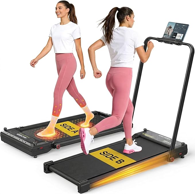 ANCHEER Walking Pad Treadmill with Foot Massage, Versatile Dual-Sided Walking Pad with Incline and Handle Bar, 3.5HP Foldable Treadmill for Home/Office/Apartment, 0.6-7.5MPH