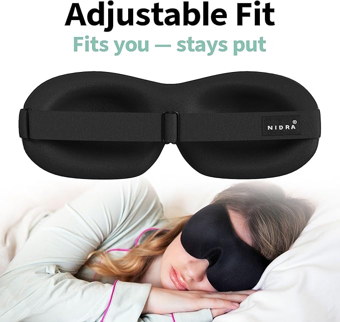 Nidra Contoured Sleep Mask for Side Sleepers – Zero Pressure Fit, Light Blocking Eye Shade for Sleeping & Travel – Purple, Small Size