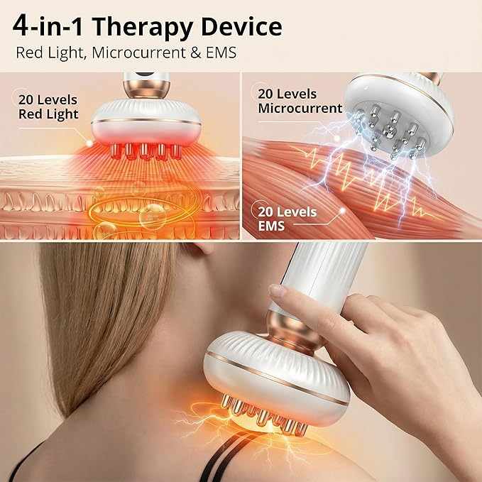 4-in-1 Lymphatic Drainage Massager & Body Sculpting Machine Handheld Device for Cellulite Reduction, Fat Burning, Pain Relief on Legs, Arms, Belly, Butt & Stomach