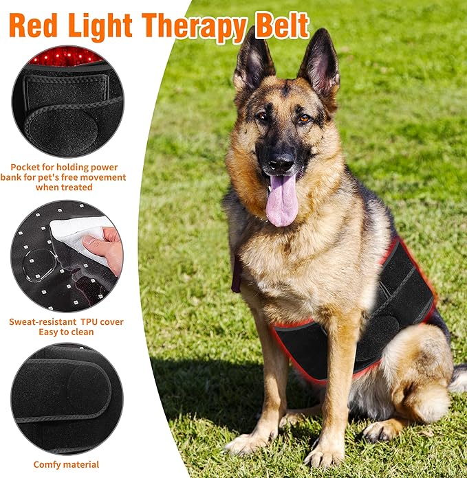 Red Light Therapy Belt for Dogs - Portable Red Light Therapy Mat for Pets, Dog Pain Relief Hip & Joint Care, Back Pain Relief, Infrared Light Therapy Device for Home Use, Horses & Pets