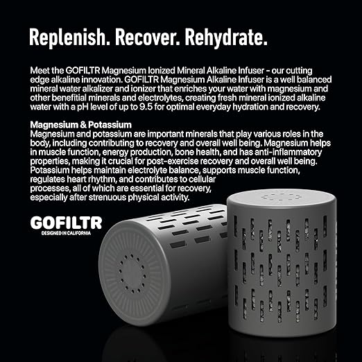 GOFILTR Jumbo Magnesium Alkaline Water Infuser - 9.5 pH + Electrolytes for Any Large Water Bottles/Pitchers, 300 Gallon / 3 Months, Ionized Mineral Alkaline Water Infuser (1 Pack)