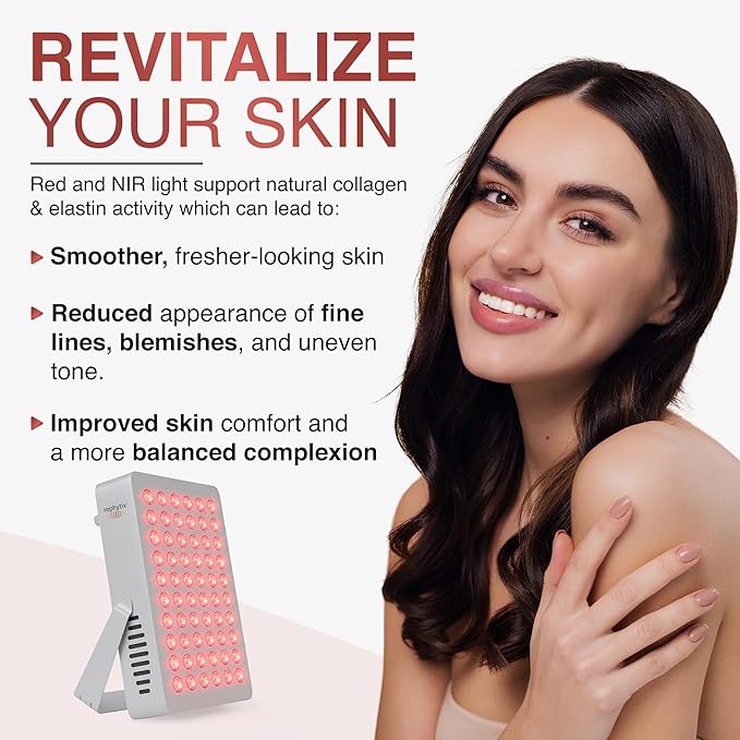 Red Light Therapy Panel for Face and Body, 60 Dual Chip LEDs with Near Infrared Light 660nm & 850nm. Flicker-Free, Optimal Preset Timer for Wellness & Recovery at Home, 300W - Core 1M.
