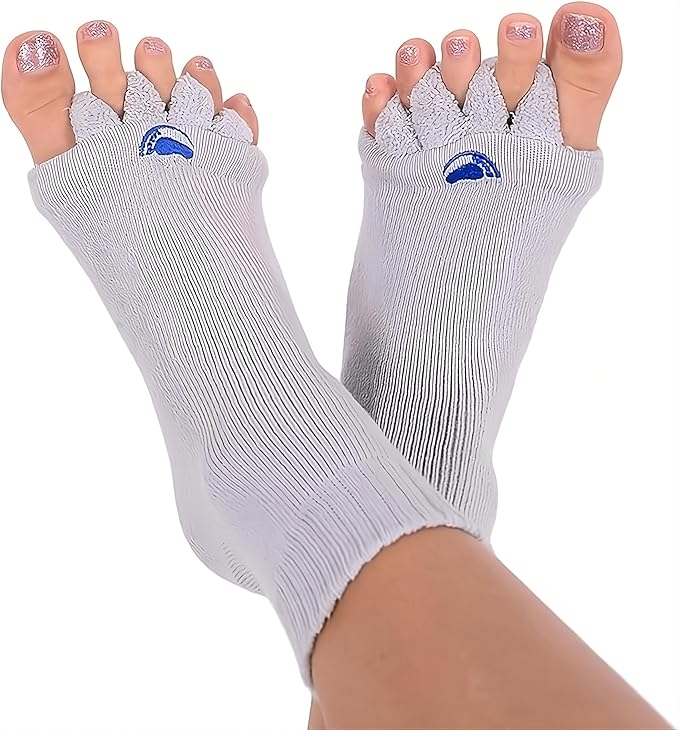 My Happy Feet Foot Alignment Socks with Toe Separators – Holiday Socks for Women & Men - Cozy Christmas Gift Idea